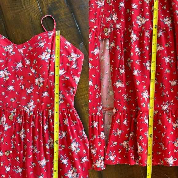 Band of Gypsies Sundress Red Floral Flowy Midi Dress Size Medium - Picture 6 of 9